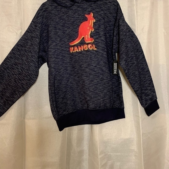 Kangol Logo Hoodie Mens Sweatshirt Heather Navy Blue sz L - Picture 4 of 8